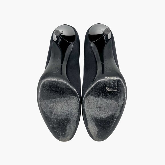 Chanel Pearl Ankle Strap Pumps Heels Black Satin Size 38 US 7–7.5 Women Anklet - Picture 14 of 15